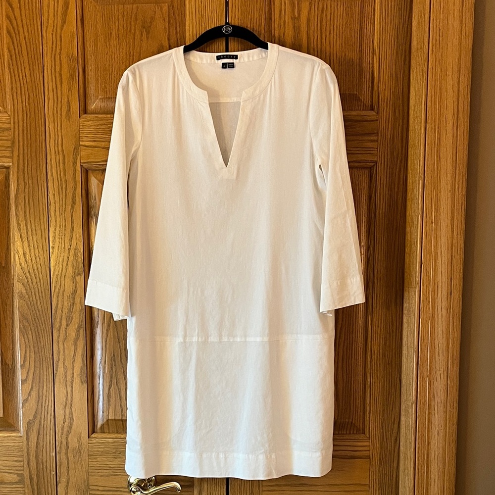 Theory White 3/4 Sleeve Linen Dress